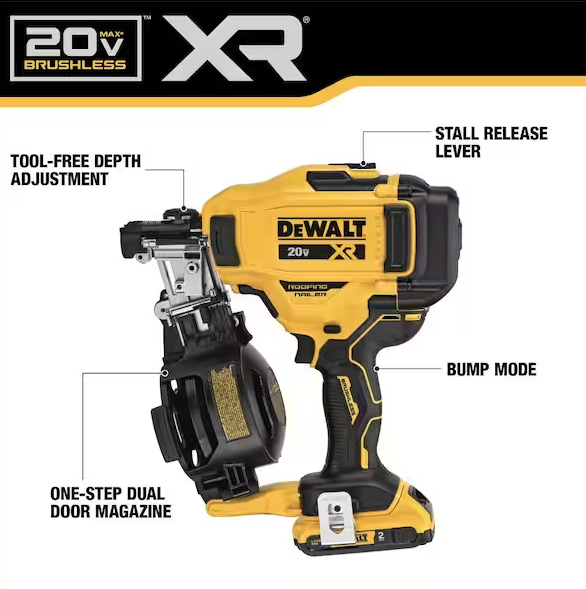 20V MAX Lithium-Ion 15-Degree Electric Cordless Roofing Nailer Kit