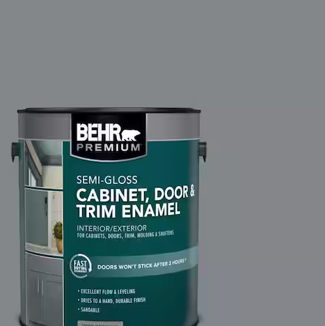 1 gal. #N500-5 Magnetic Gray color Semi-Gloss Enamel Interior/Exterior Cabinet, Door & Trim Paint